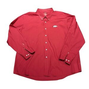 Antigua Red Men's 3 XL Casual Button Down Shirt with Arkansas Razorback Logo